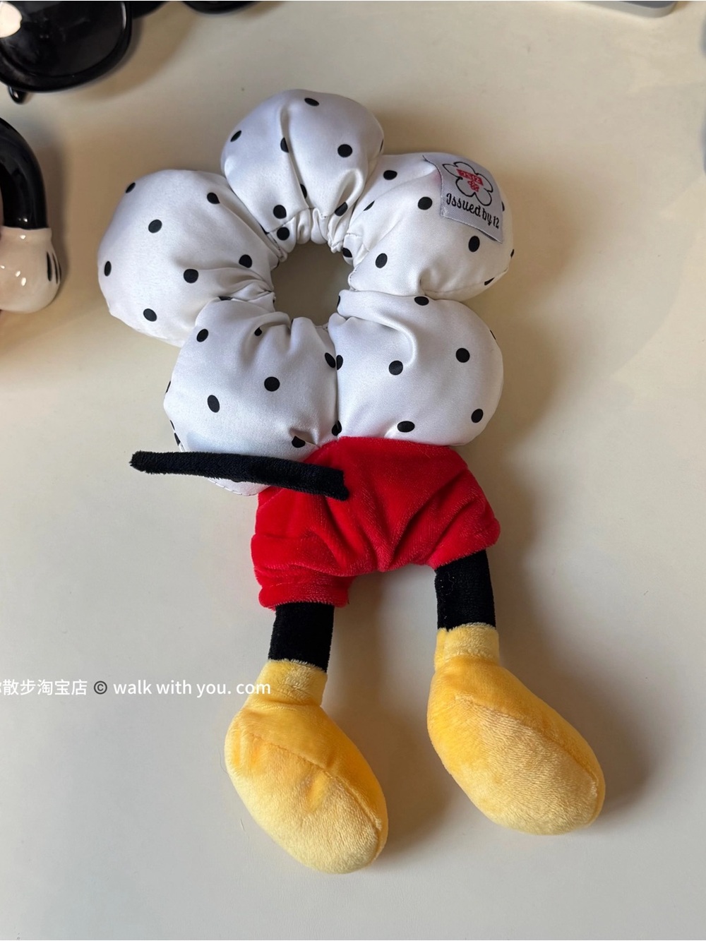 Mickey Inspired Plush Scrunchie with Dangling Legs